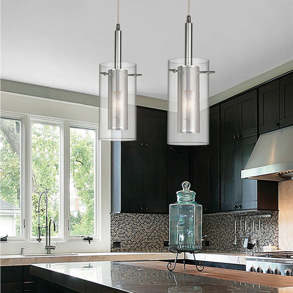 1LT Metal and Glass Pendant