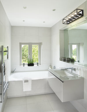 Kube 5 Light Vanity in Matte Black + Chrome Finish