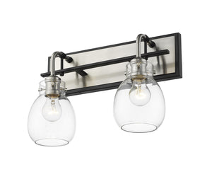 Kraken 2 Light Wall Sconce in Matte Black + Brushed Nickel Finish