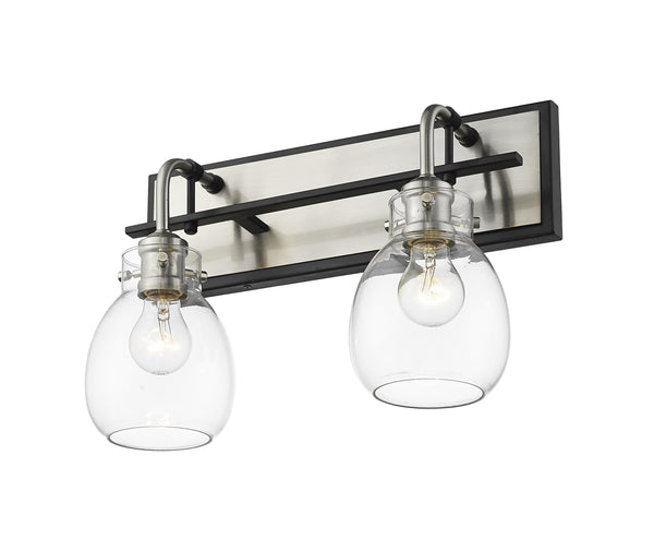 Kraken 2 Light Wall Sconce in Matte Black + Brushed Nickel Finish