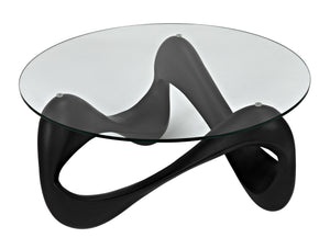 Orion Black Resin and Glass Coffee Table