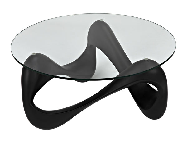 Orion Black Resin and Glass Coffee Table