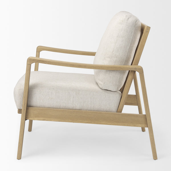Raeleigh 28.0L x 34.1W x 34.4H Cream Fabric W/Light Brown Wood Accent Chair