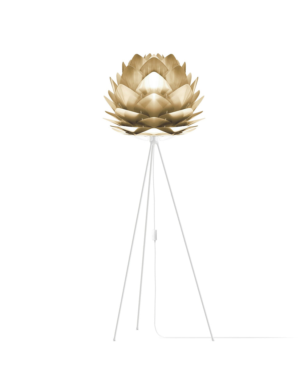 Silvia 60" Tripod Floor Lamp in Brass Foil Finish and White Base