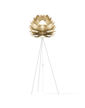 Silvia 60" Tripod Floor Lamp in Brass Foil Finish and White Base