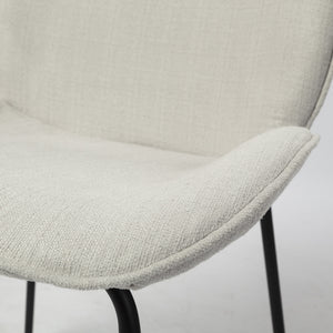 Inala White Fabric Seat Black Metal Frame Dining Chair