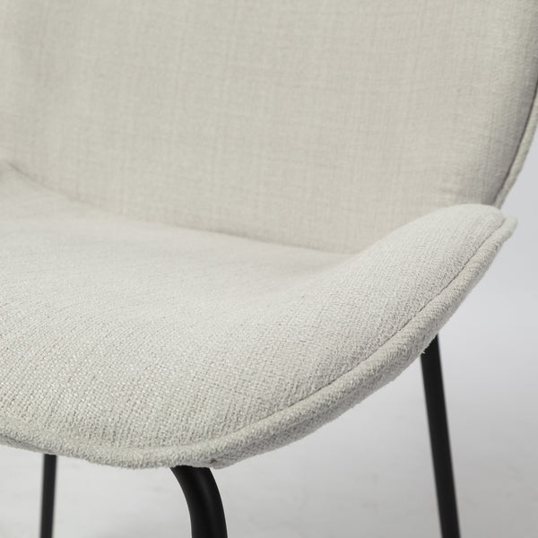 Inala White Fabric Seat Black Metal Frame Dining Chair