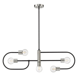 Neutra 5 Light Island/Billiard in Matte Black + Polished Nickel Finish