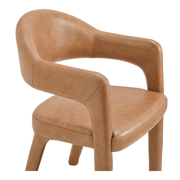 Martens Brown Leather Dining Chair with Armrests