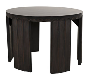 Fluted Side Table, Pale with Light Brown Trim