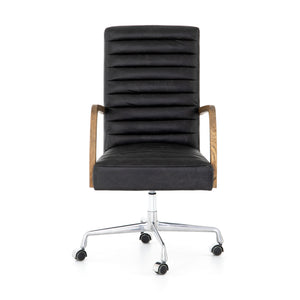 Bryson Traditional Channeled Desk Chair In Smoke