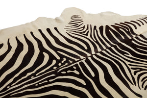 Cowhide Printed Zebra spine Stripe on light beige