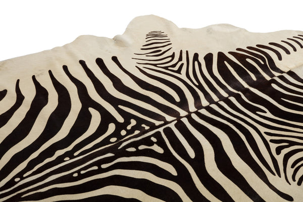 Cowhide Printed Zebra spine Stripe on light beige