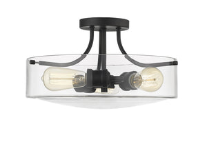 Delaney 3 Light Semi Flush Mount in Matte Black Finish