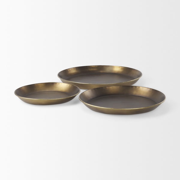 Eagan 16.0L x 16.0W x 1.5H Brass Aluminium Tray Small