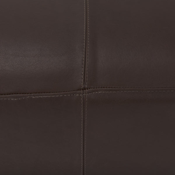 Minara 36L x 36W x 16H Square Dark Brown Leather Wrapped Ottoman