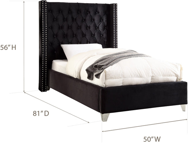 Isabel Twin Bed In Black Velvet