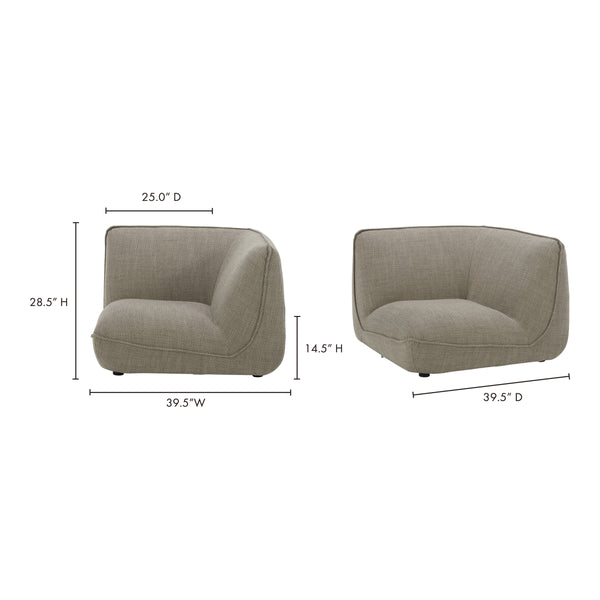 Zeppelin Corner Chair in Speckled Pumice Grey