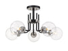 Parsons 5 Light Semi Flush Mount in Matte Black + Brushed Nickel Finish