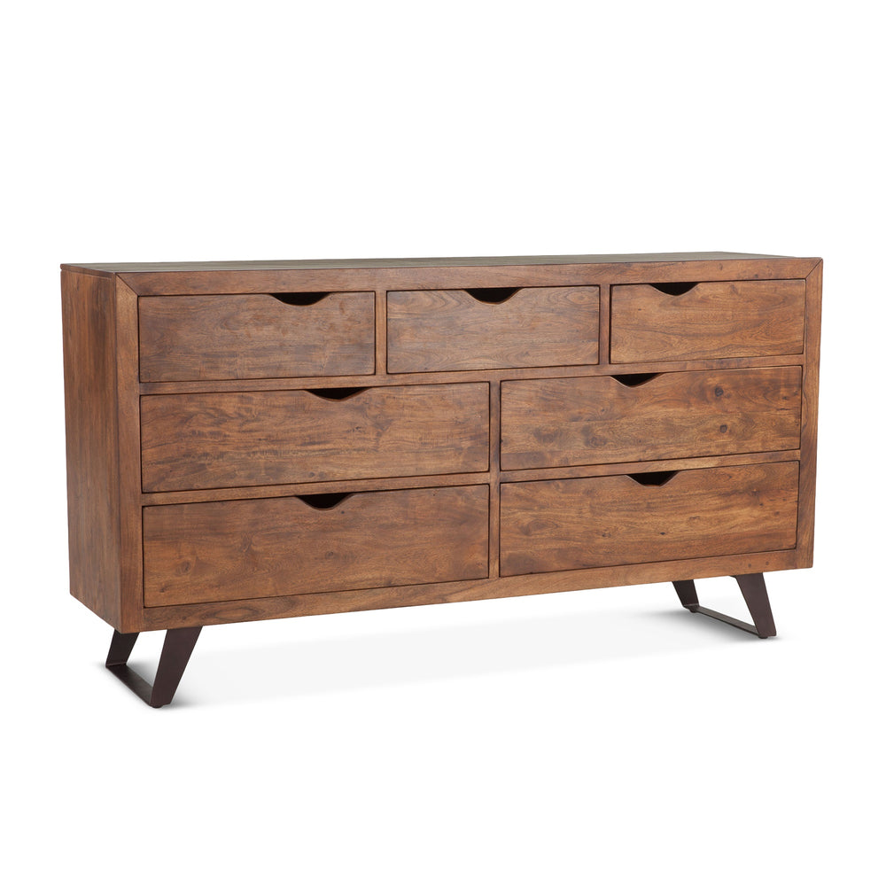 London Loft 71-Inch Acacia Wood Dresser in Walnut Finish