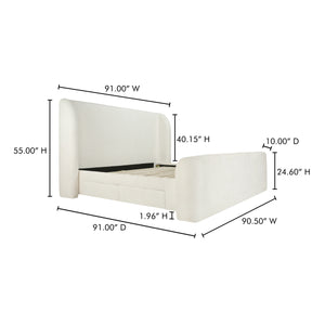 Sophia King Storage Bed in Cream with Drawers