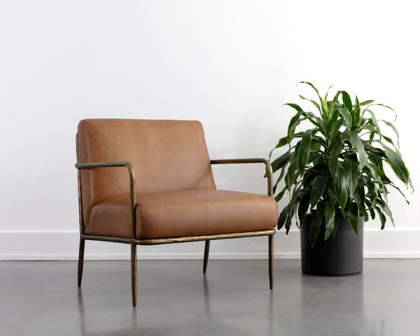 LATHAN LOUNGE CHAIR - TAN LEATHER