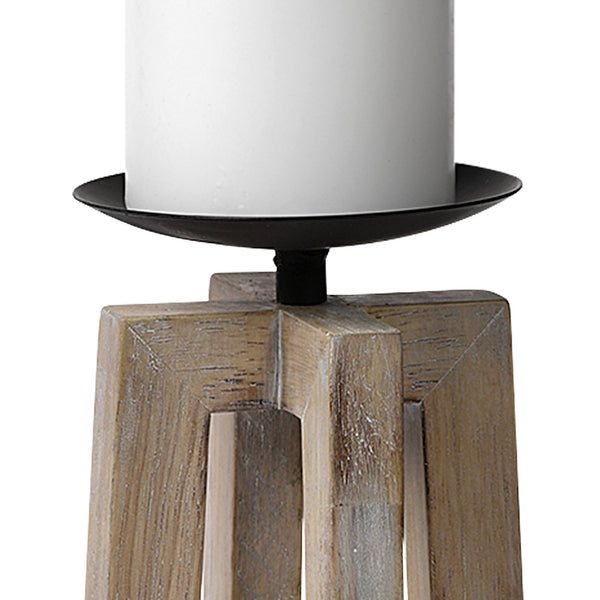 Astra Large Light Brown Wood Pedestal Base Table Candle Holder