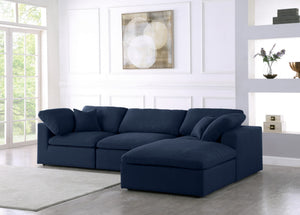 Carmen Cloud Modular Sectional In Navy Linen Fabric