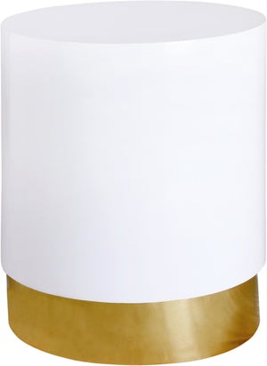 Max End Table In White/Gold