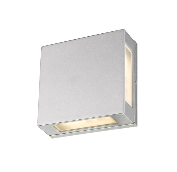 Quadrate 2 Light Outdoor Wall Sconce in Silver Finish