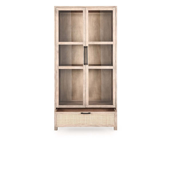 Jensen Solid Wood Cane Tall Cabinet - Meadow Taupe