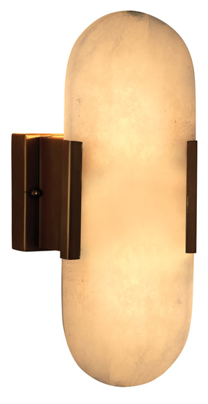Delphi 2-Light Alabaster Wall Sconce, Antique Brass Metal