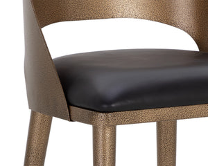 DEZIRAE BARSTOOL - ANTIQUE BRASS - CHARCOAL BLACK LEATHER
