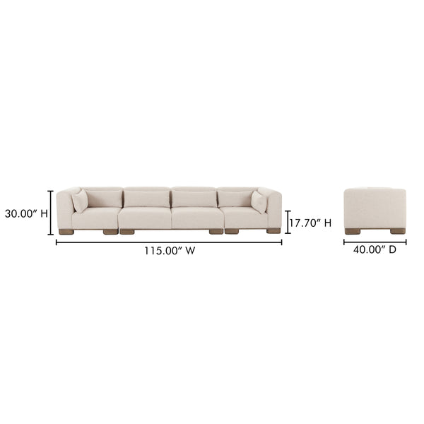 June Modular Sofa in Oatmeal with Oak Veneer Legs