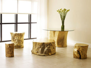 Log Stool, Gold Finish 