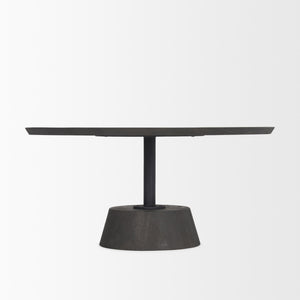 Maxwell 34L x 34W x 16H Dark Brown Wood W/ Black Metal Pedestal Base Round Coffee Table
