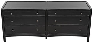 Hampton 6-Drawer Mahogany Dresser with Brass Pulls in Hand-Rubbed Black
