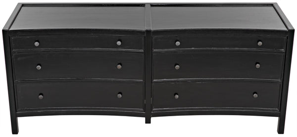 Hampton 6-Drawer Mahogany Dresser with Brass Pulls in Hand-Rubbed Black