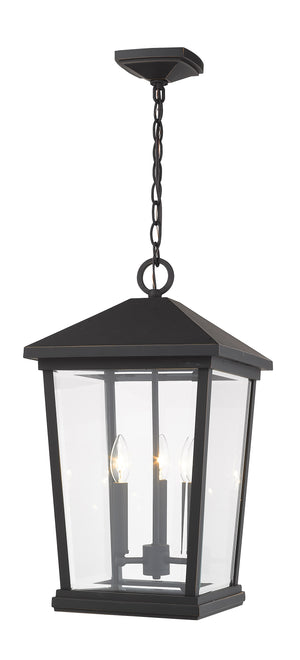 Beacon 3 Light Outdoor Chain Mount Ceiling Fixture in Oil Rubbed Bronze Finish