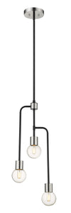 Neutra 3 Light Chandelier in Matte Black + Polished Nickel Finish