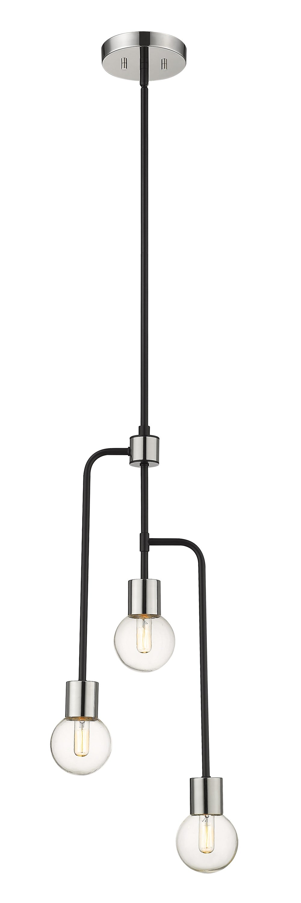 Neutra 3 Light Chandelier in Matte Black + Polished Nickel Finish