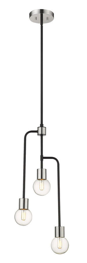Neutra 3 Light Chandelier in Matte Black + Polished Nickel Finish
