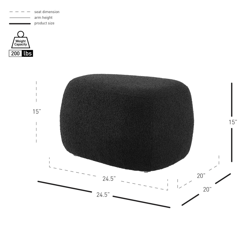 Carlese Boucle Small Ottoman, Palladian Charcoal