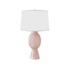TALL BULB SHAPE CERAMIC TABLE LAMP WITH WHITE LINEN SHADE IN BLUSH
