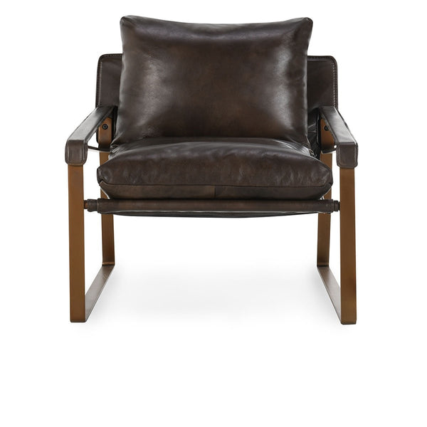 Morgan Leather Accent Chair with Iron Legs - Truffle Brown