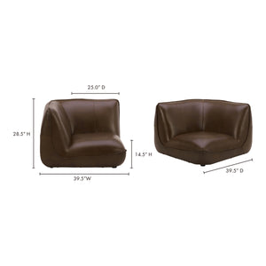 Moe's Zeppelin Leather Corner Chair in Toasted Hickory