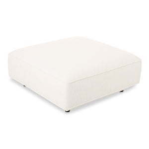 Rosello Ottoman in White with Textured Fabric