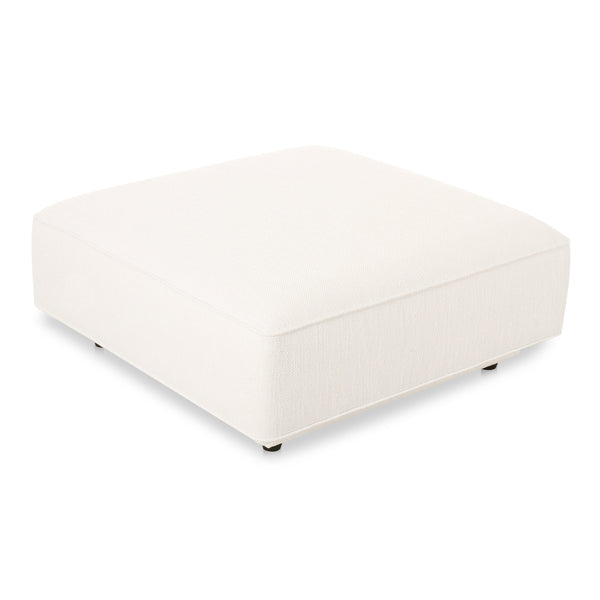 Rosello Ottoman in White with Textured Fabric