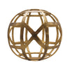 LARGE ROUND METAL BALL WITH GEO CUTOUTS IN TEXTURED BRASS