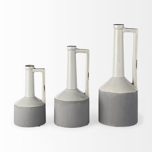 Burton 14.2H Medium Two Tone Gray Ceramic Jug Vase